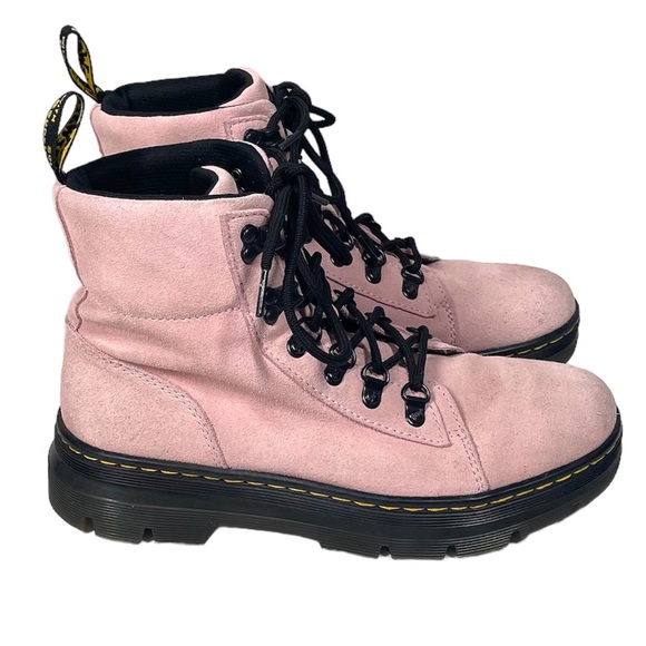 Doc Dr Martens Combs Women's Suede Leather Combat Boots Eur 39 US 8 UK 6 Pink - Picture 3 of 9